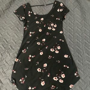 Black, short, floral, dress